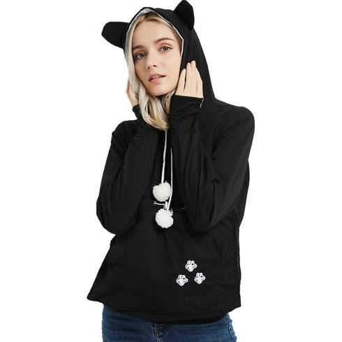 Cute Hoodies Pullover Sweatshirts With Pet Pocket For Cat Clothes Winter Women - ROUTINE FASHION
