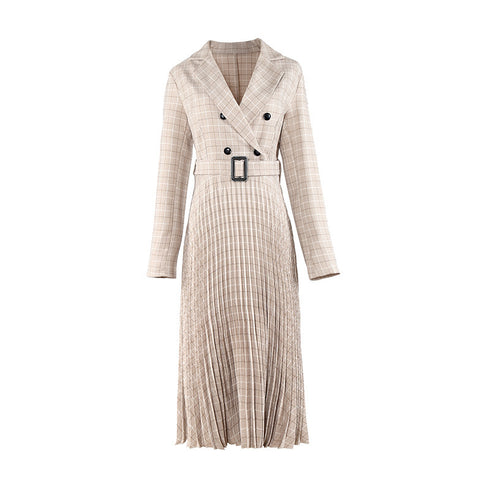 Plaid long skirt A-line skirt mid-length skirt - ROUTINE FASHION