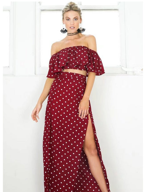 Printed wrap chest + high waist skirt suit - ROUTINE FASHION