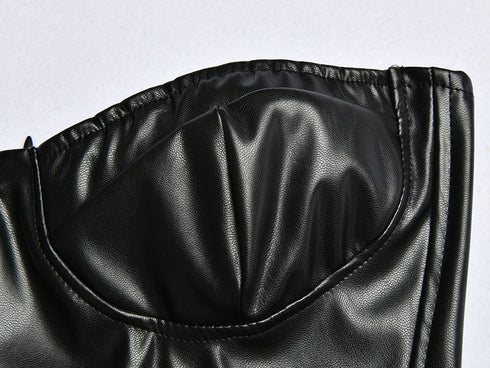 Wrapped chest wrap leather skirt - ROUTINE FASHION