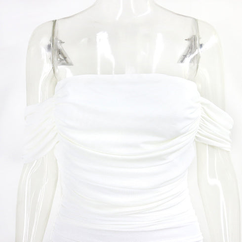 Women's Wrap Bust  Back Dress Pleated Mesh Skirt - ROUTINE FASHION