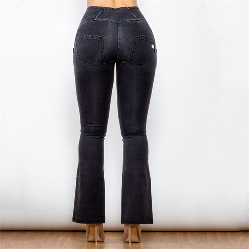 High Waist Black Flared Skinny Women's Stretch Jeans - ROUTINE FASHION