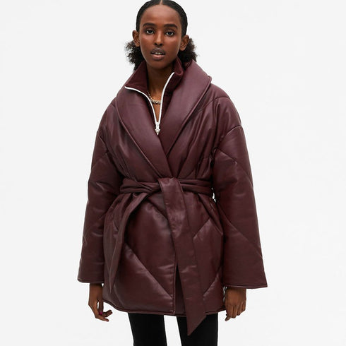 Winter Parkas For Women Loose Leather Coats Ladies Jackets - ROUTINE FASHION