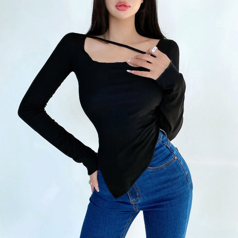 Small Slim Irregular Thin Blouse T-shirt - ROUTINE FASHION