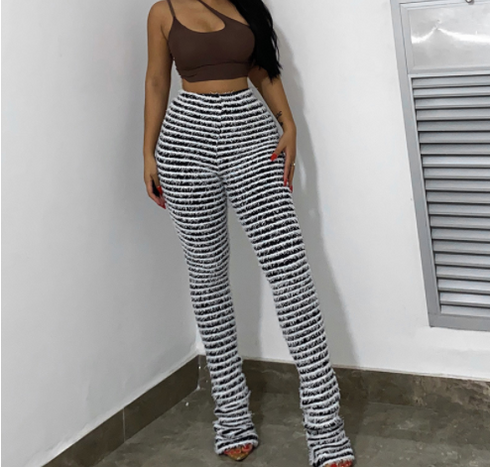 Woolen Striped Sexy Slim Trousers For Women - ROUTINE FASHION