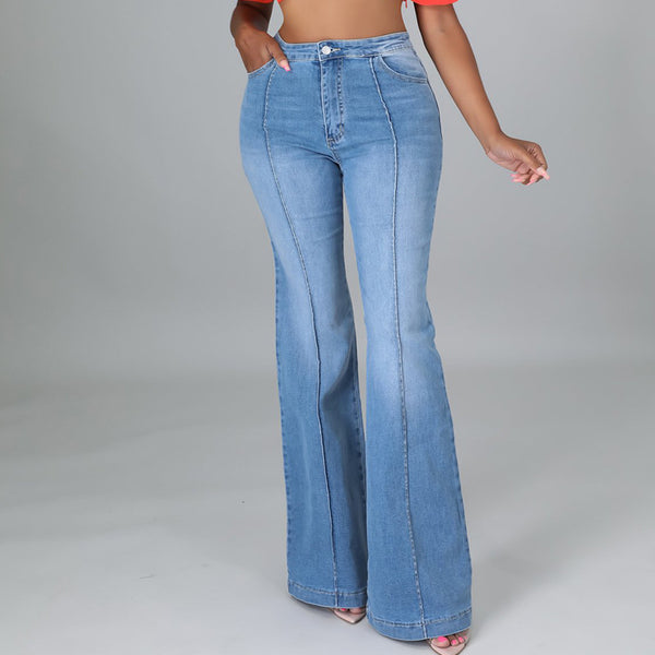 Women's New Elastic Flared Foldable Jeans - ROUTINE FASHION
