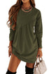Women's Long Sleeve Mini Tunic Casual Round Neck Loose Dress - ROUTINE FASHION