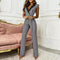 V-neck Houndstooth Jumpsuit Professional Wear Women - ROUTINE FASHION