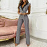 V-neck Houndstooth Jumpsuit Professional Wear Women - ROUTINE FASHION