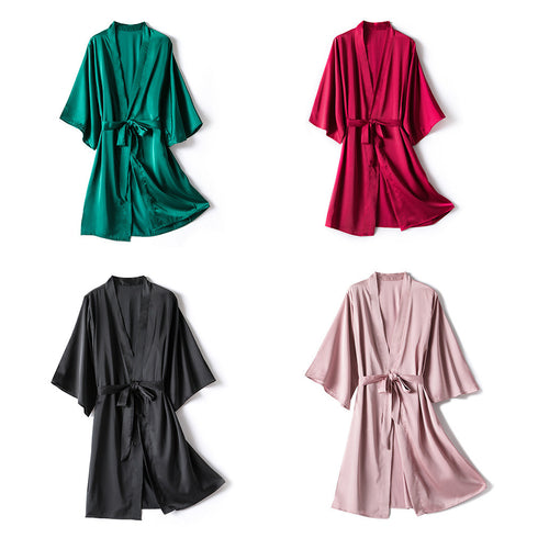 Women's One-Piece Mid-Length Solid Robe Bathrobe - ROUTINE FASHION