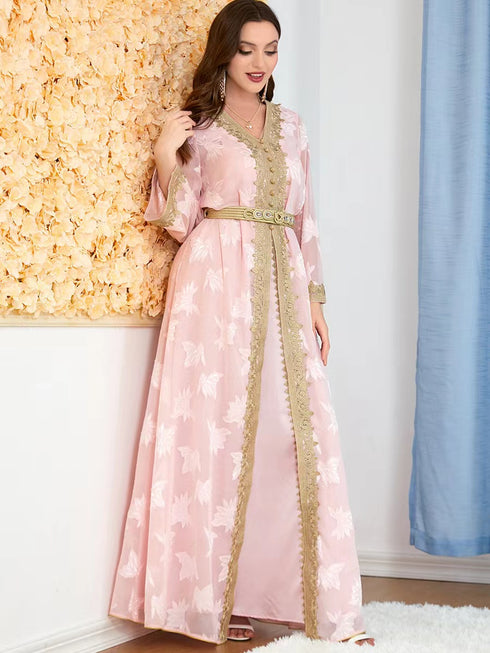New National Style Embroidered V-neck Elegant Temperament Dress - ROUTINE FASHION