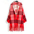 Plaid Mid-length Cardigan Women's Knitted Tassel Shawl Coat Women - ROUTINE FASHION