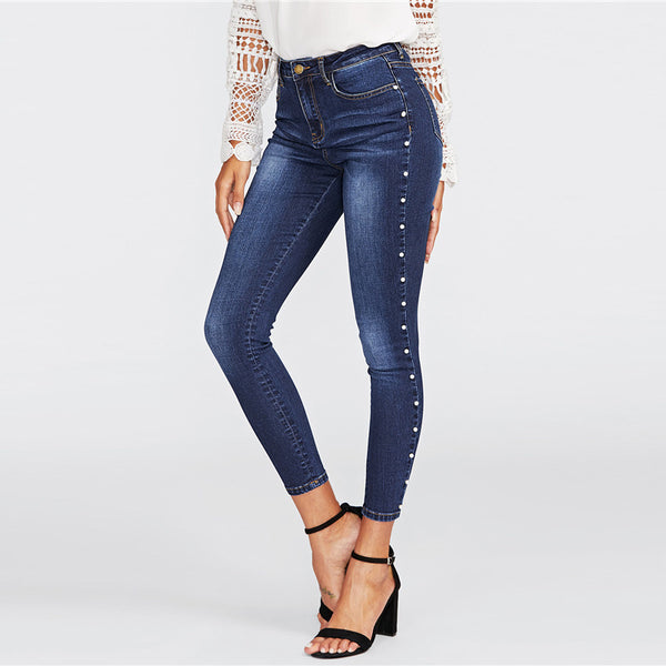 Women's beaded skinny jeans - ROUTINE FASHION