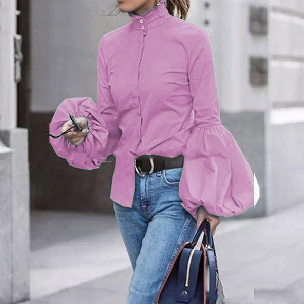 Autumn Women's Blouse Lantern Long-sleeved Shirt - ROUTINE FASHION