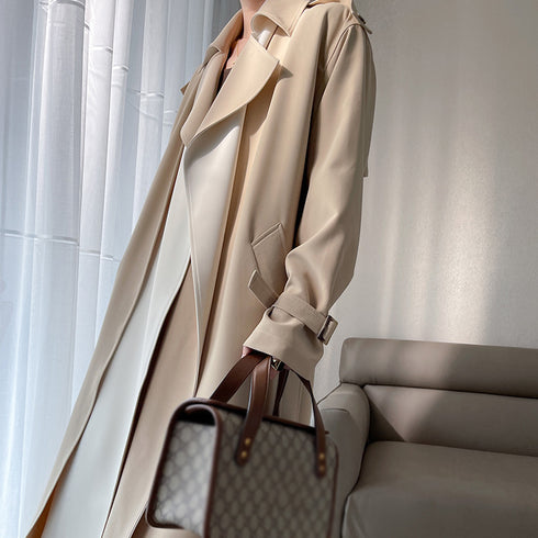Classic Temperament Two-tone Overweight Women's Trench Coat - ROUTINE FASHION