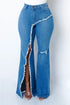 New style elastic ripped flared pants jeans women - ROUTINE FASHION