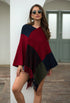 Shawl cape fringed colorblock women's coat - ROUTINE FASHION