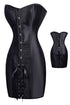 Special Long Waist Corsets and Bustiers Gothic Clothing Black Faux Leather Corset Dress Hot Spiked Waist Shaper Corset - ROUTINE FASHION