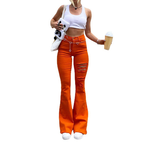 Ripped High-rise Butt-up Micro Flared Jeans - ROUTINE FASHION