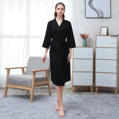 Women's Thin Couple's Nightgown Three Quarter Sleeve Bathrobe - ROUTINE FASHION