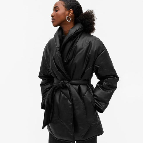 Winter Parkas For Women Loose Leather Coats Ladies Jackets - ROUTINE FASHION