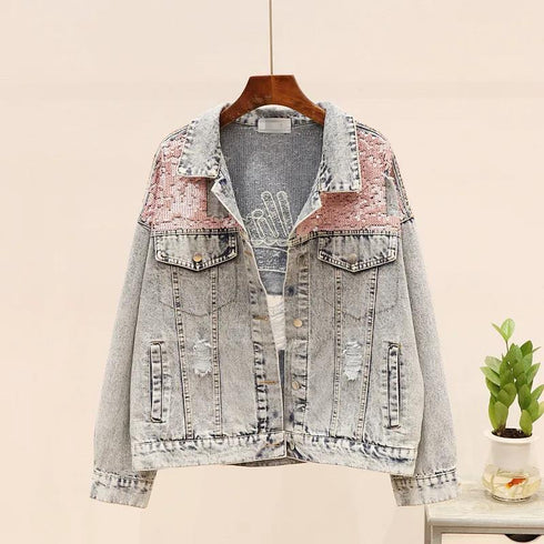 Loose Distressed Denim Jacket Women Jacket - ROUTINE FASHION