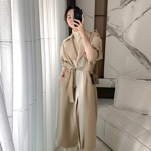 Classic Temperament Two-tone Overweight Women's Trench Coat - ROUTINE FASHION