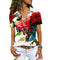 Floral Print Loose Short Sleeve Blouse - ROUTINE FASHION