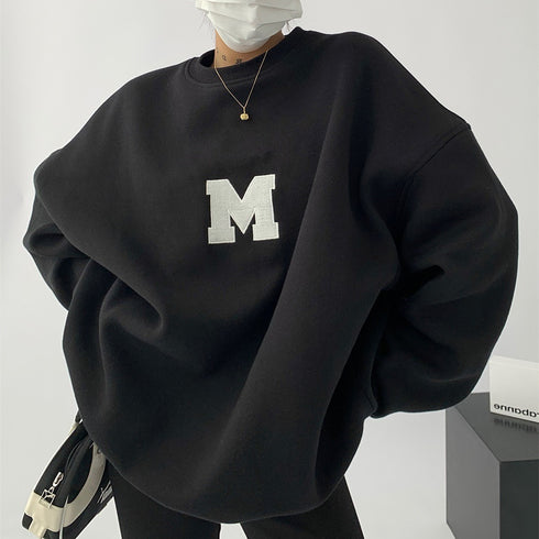 Women's Embroidered Compound Round Neck Sweatshirt Women Loose - ROUTINE FASHION