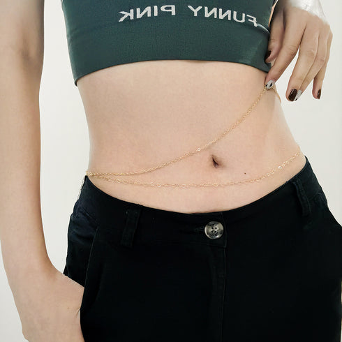 Sexy Metal Chain Double Body Chain Gold Heart Everything Stylish Beach Waist Chain Accessories Personality Waist - ROUTINE FASHION
