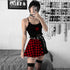 Skirt Gothic Plaid A Line Mini Skirts Harajuku Streetwear - ROUTINE FASHION