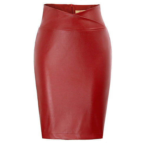 NEW Women Skirts Faux Leather Wrap Waist Back - ROUTINE FASHION