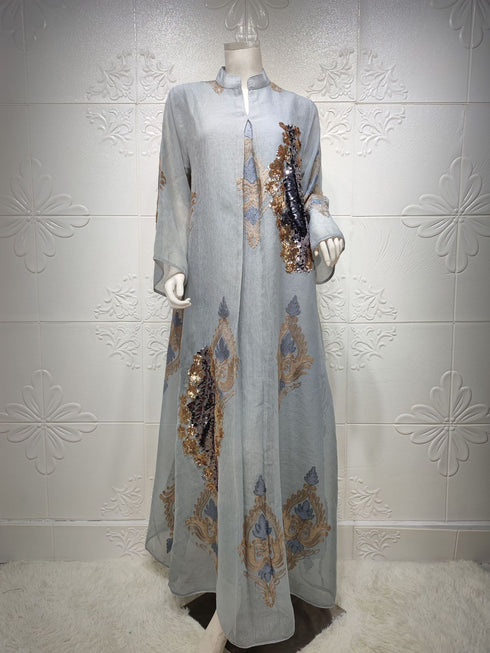 Women's Beaded Embroidered Gauze Dress - ROUTINE FASHION