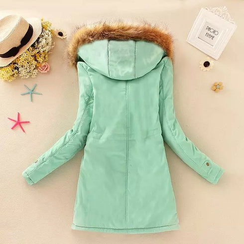 Thick Winter Jacket Women Large Size Long Section Hooded parka outerwear new fashion fur collar Slim padded cotton warm coat - ROUTINE FASHION