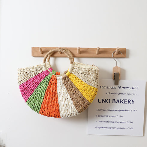 Beach Vacation Rainbow Straw Beach Bag - ROUTINE FASHION