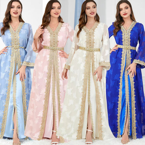 New National Style Embroidered V-neck Elegant Temperament Dress - ROUTINE FASHION