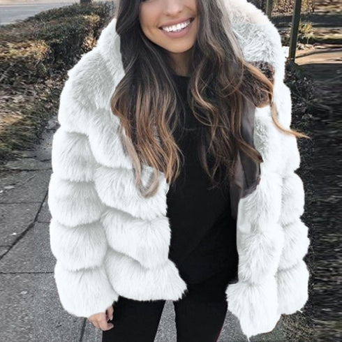Women Luxury Winter Warm Fluffy Faux Fur Short Coat Jacket - ROUTINE FASHION
