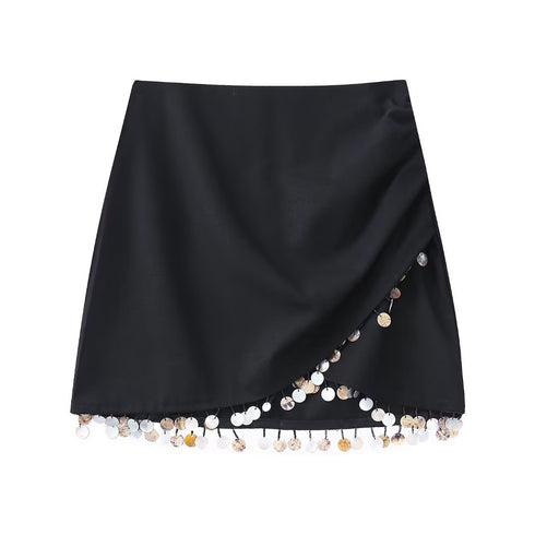 Women's Linen-Blend Beaded Wrap Skirt - ROUTINE FASHION