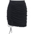 Drawstring Pleated Skirt Split A-line Hip Skirt - ROUTINE FASHION
