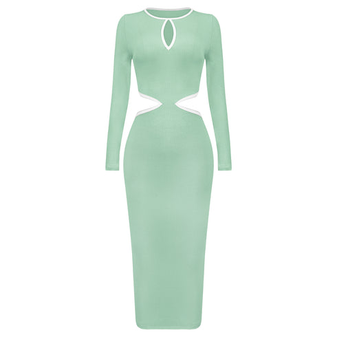 Women's Hip Skirt Color Contrast Patchwork One-step Dress - ROUTINE FASHION