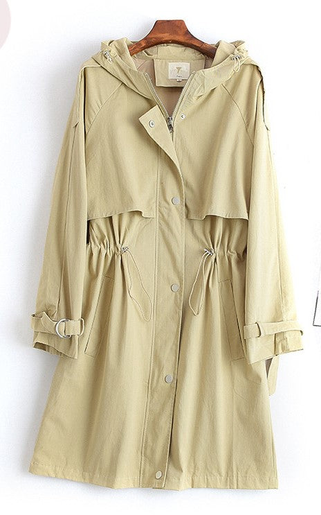 Hooded straight women's trench coat - ROUTINE FASHION