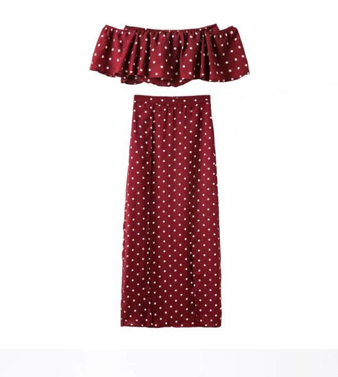 Printed wrap chest + high waist skirt suit - ROUTINE FASHION