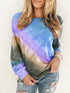 Fashion Tie Dye Rainbow Casual Long Sleeve T-shirt for Women - ROUTINE FASHION