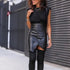 Fashion slit leather skirt - ROUTINE FASHION