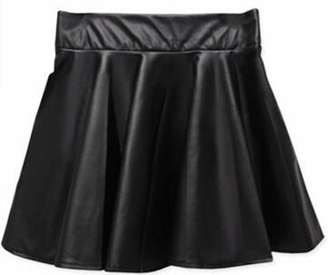 High waist Faux Leather Skirt sun skirt pleated skirt - ROUTINE FASHION