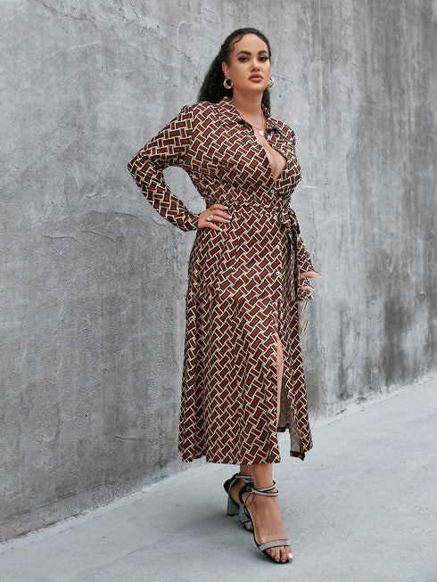 Temperament Commuter Maxi Dress With Drawstring - ROUTINE FASHION