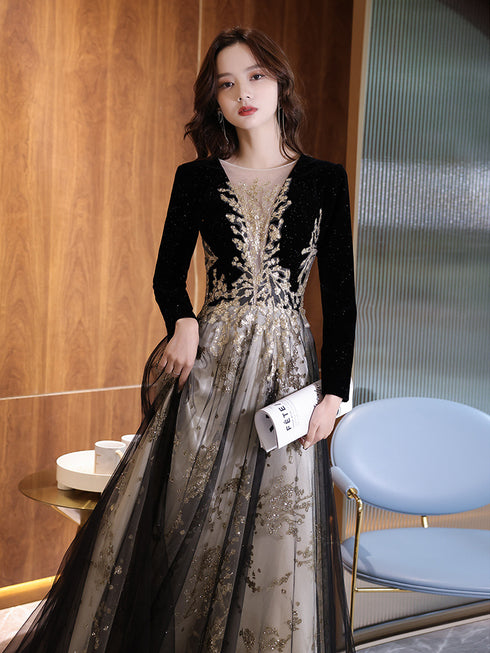 Black Moderator Long Sleeve Annual Party Dress - ROUTINE FASHION