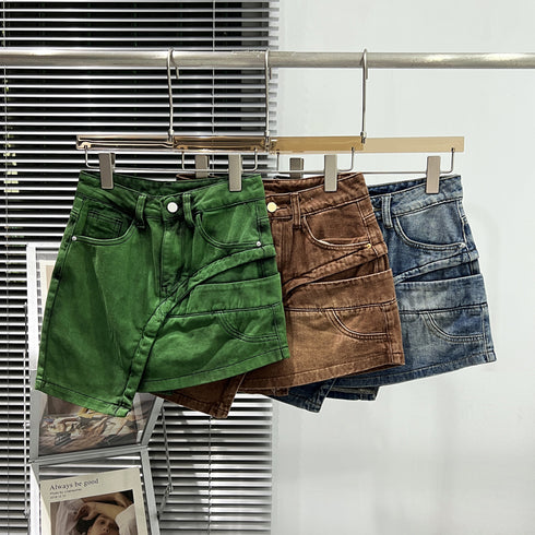 Denim Fashion Skirt High Waist A Line - ROUTINE FASHION