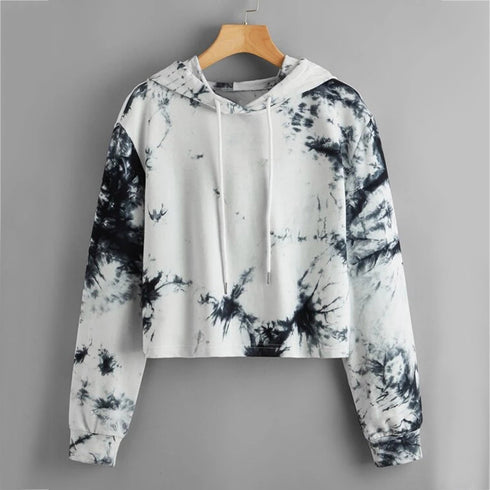 Hoodies Women Rainbow Tie Dye Print Women's Sweatshirt Autumn Cropped Hoodie Harajuku Streetwear Crop Top Hoodie Moletom - ROUTINE FASHION