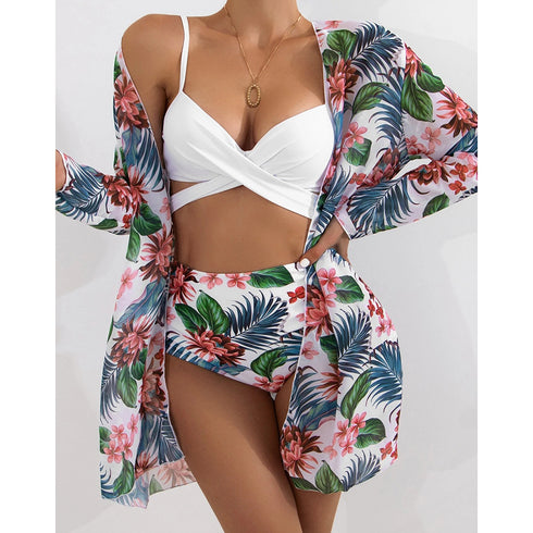 New Swimsuit European And American Three-Piece Bikini Cross-Border Exclusively For Mesh Split Swimsuit Women Bikini - ROUTINE FASHION